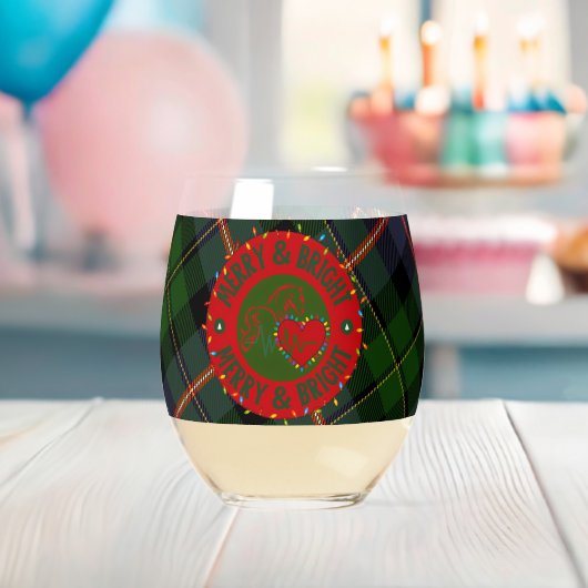 Glassware Multiple Options Plaid Merry & Bright ステムなしワイングラス (インサイチュ (ベビーシャワー))