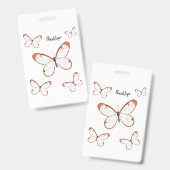 Glasswing butterfly cartoon illustration  バッジ (正面＆裏面)