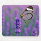 Glasswing Butterfly On a Lavender Blossom マウスパッド (正面)
