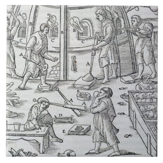 Glassworks、大理石のfurnacを示しているイラストレーション タイル (正面)