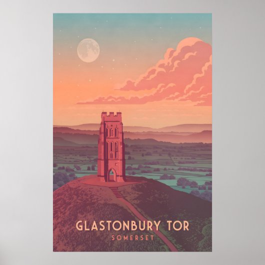 Glastonbury Tor Travel Poster ポスター (正面)