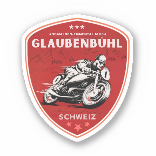 Glaubenbuelenパススイスアルプス自動二輪車旅行 シール (正面)