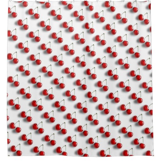 Glazed Cherries Pattern White  シャワーカーテン (正面)
