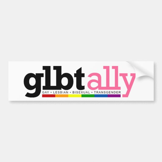 GLBTの同盟国の白いバンパーステッカー バンパーステッカー (正面)