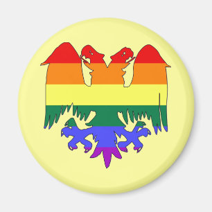 GLBTの虹のプライドの二重頭のワシ マグネット