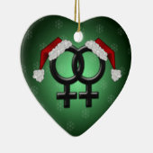 GLBTクリスマス – レズビアングリーン セラミックオーナメント (右)