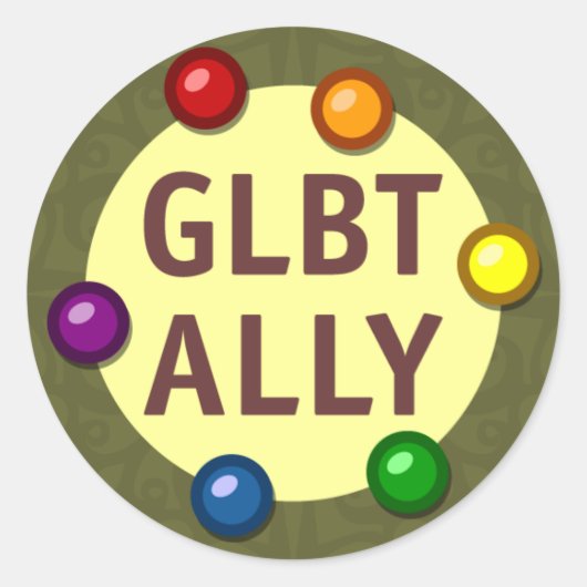 GLBT Ally Bables Roundステッカー ラウンドシール (正面)