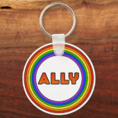 GLBT Ally Keychain (ボタンのスタイル) キーホルダー (正面)