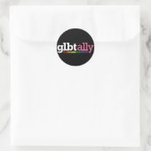 GLBT Ally Round Blackステッカー ラウンドシール (バッグ)
