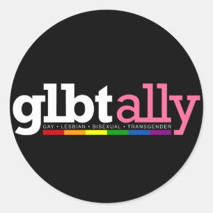 GLBT Ally Round Blackステッカー ラウンドシール