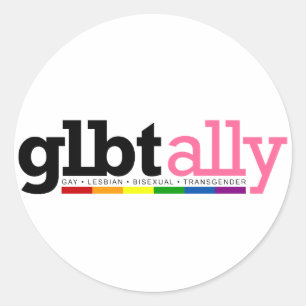 GLBT Ally Round Whiteステッカー ラウンドシール
