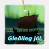 Gleðileg Jól -バイキングの船 セラミックオーナメント (正面)