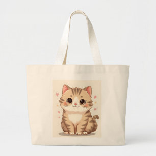 Gleful Cat:甘いかわいいキットン・アートAny Room ラージトートバッグ