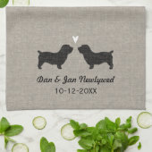 Glen of Imaal Terrierシルエットとハート キッチンタオル (折り畳み)