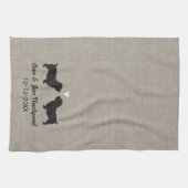 Glen of Imaal Terrierシルエットとハート キッチンタオル (横)