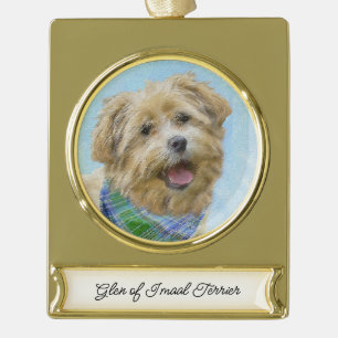 Glen of Imaal Terrier'絵画s - オリジナルドッグアート ゴールドプレートバナーオーナメント