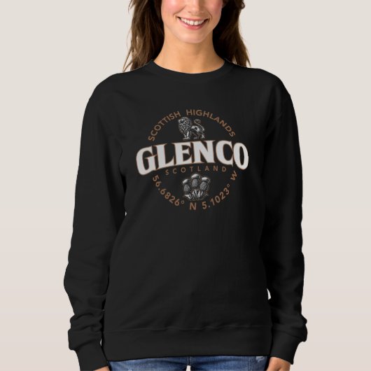 Glencoe Scotland Highlands座標ラベル2C スウェットシャツ (正面)