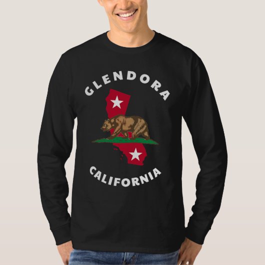 Glendora California CA Flag and Bear Badge Souveni Tシャツ (正面)