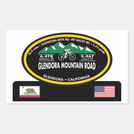 GLENDORA MOUNTAIN ROAD-GLENDORA, CA -"OVAL TROPHY" 長方形シール (正面)
