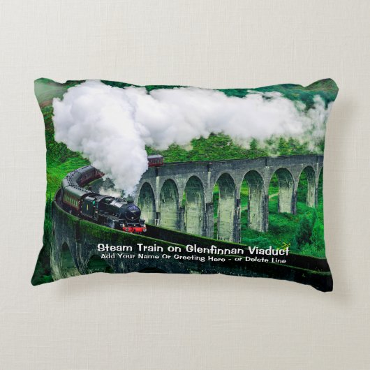 Glenfinnan Viaductの蒸気列車 – 名前を追加 アクセントクッション (裏面)