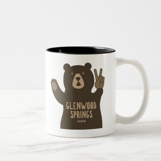 Glenwood Springs Colorado Peace Bear ツートーンマグカップ (右)
