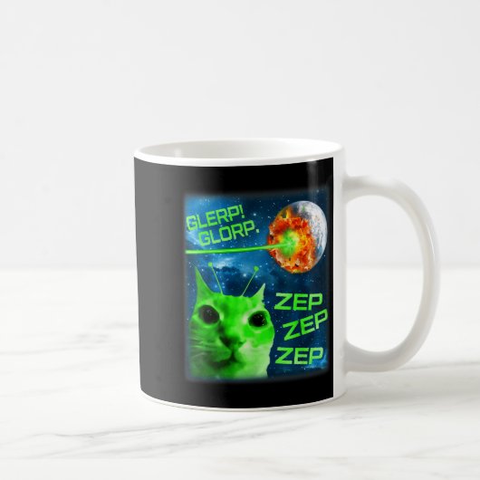 Glerp Glorp 笑える宇宙人猫 脳腐るミーム  コーヒーマグカップ (右)