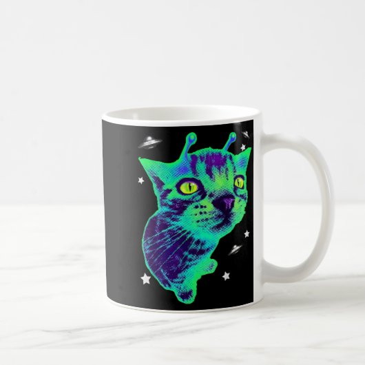 Glerp Glorp 面白いエイリアン猫のミーム Gnarp 猫 変な A コーヒーマグカップ (右)