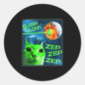 Glerp Glorp Funny Alien Cat Brainrot Meme  ラウンドシール (正面)