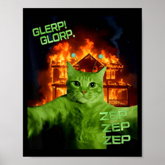 Glerp Glorp Funny Alien Cat Meme Space Cat Humor ポスター