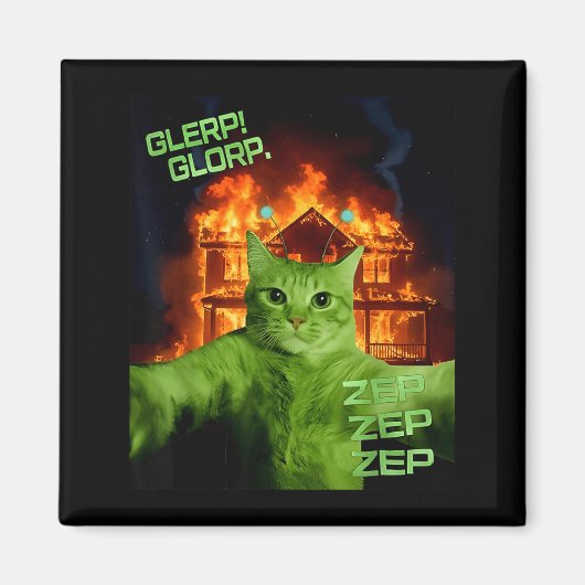 Glerp Glorp Funny Alien Cat Meme Space Cat Humor マグネット (正面)