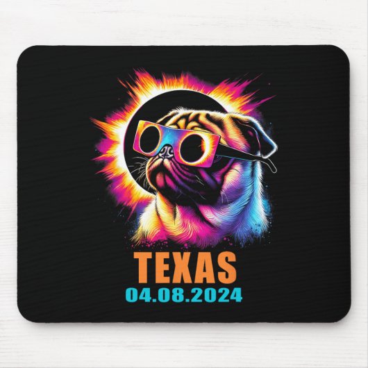 Gles太陽の付き2024年Pug犬の合計 マウスパッド (正面)