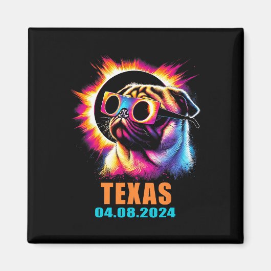 Gles太陽の付き2024年Pug犬の合計 マグネット (正面)