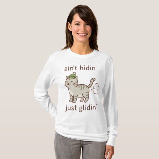 Glidin' Cat in Cozy Beanie Tシャツ (正面フル)