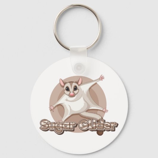 Gliding Sugar Glider Cartoon Art キーホルダー (正面)