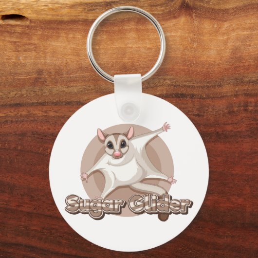 Gliding Sugar Glider Cartoon Art キーホルダー (正面)
