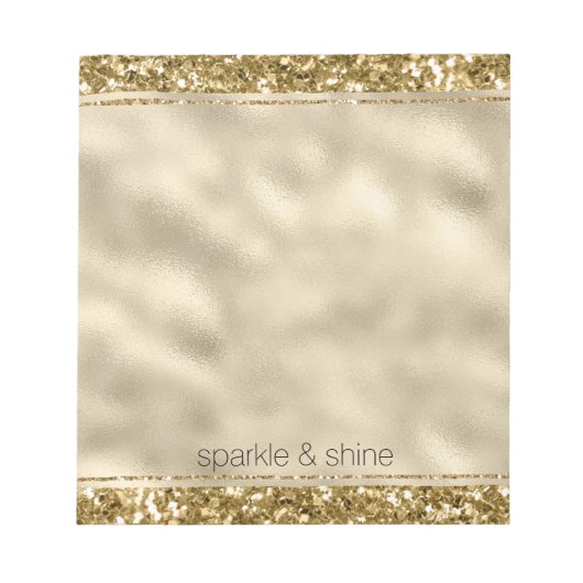 Gligzy Sparkle金ゴールドグリッターメモ帳 ノートパッド (正面)
