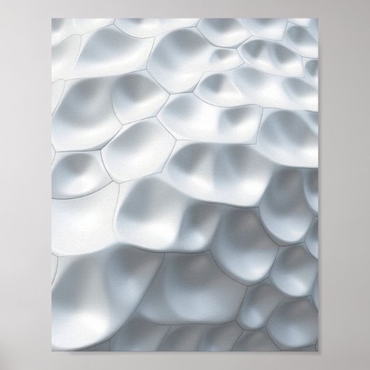 Glimmering White Ovals: A 3D Abstract Biomorphic W ポスター (正面)