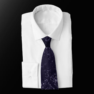 Glimmery Indigo Grunge   Midnight Purple Damask ネクタイ