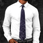 Glimmery Indigo Grunge | Midnight Purple Damask ネクタイ
