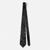 Glimmery Onyx Grunge | Silvery Black Glam Damask ネクタイ (正面)