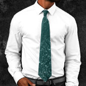 Glimmery Teal Grunge | Rich Dark Green Glam Damask ネクタイ