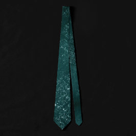 Glimmery Teal Grunge | Rich Dark Green Glam Damask ネクタイ
