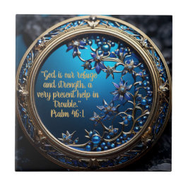 Glistening Blueと金ゴールドバイブル詩のカスタマイズ タイル