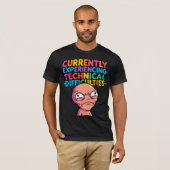 Glitch Alien Tech Difficulties Tee — Funny Geek Sh Tシャツ (正面フル)