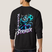 Glitch Art Samurai Striker Cat For Gamers & Anime  スウェットシャツ (裏面)
