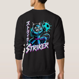Glitch Art Samurai Striker Cat For Gamers & Anime  スウェットシャツ