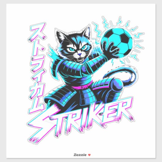 Glitch Art Samurai Striker Cat for gaming console シール (シート)