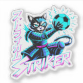 Glitch Art Samurai Striker Cat for gaming console シール (正面)