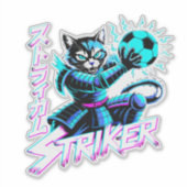 Glitch Art Samurai Striker Cat for gaming console シール (正面)