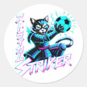 Glitch Art Samurai Striker Cat for gaming console ラウンドシール (正面)